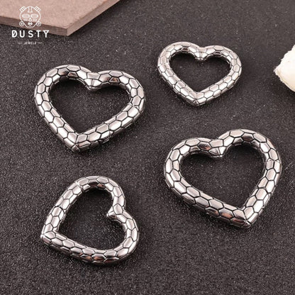 Snakeskin Heart Ear Weights | Lobe Hoops - DustyJewelz