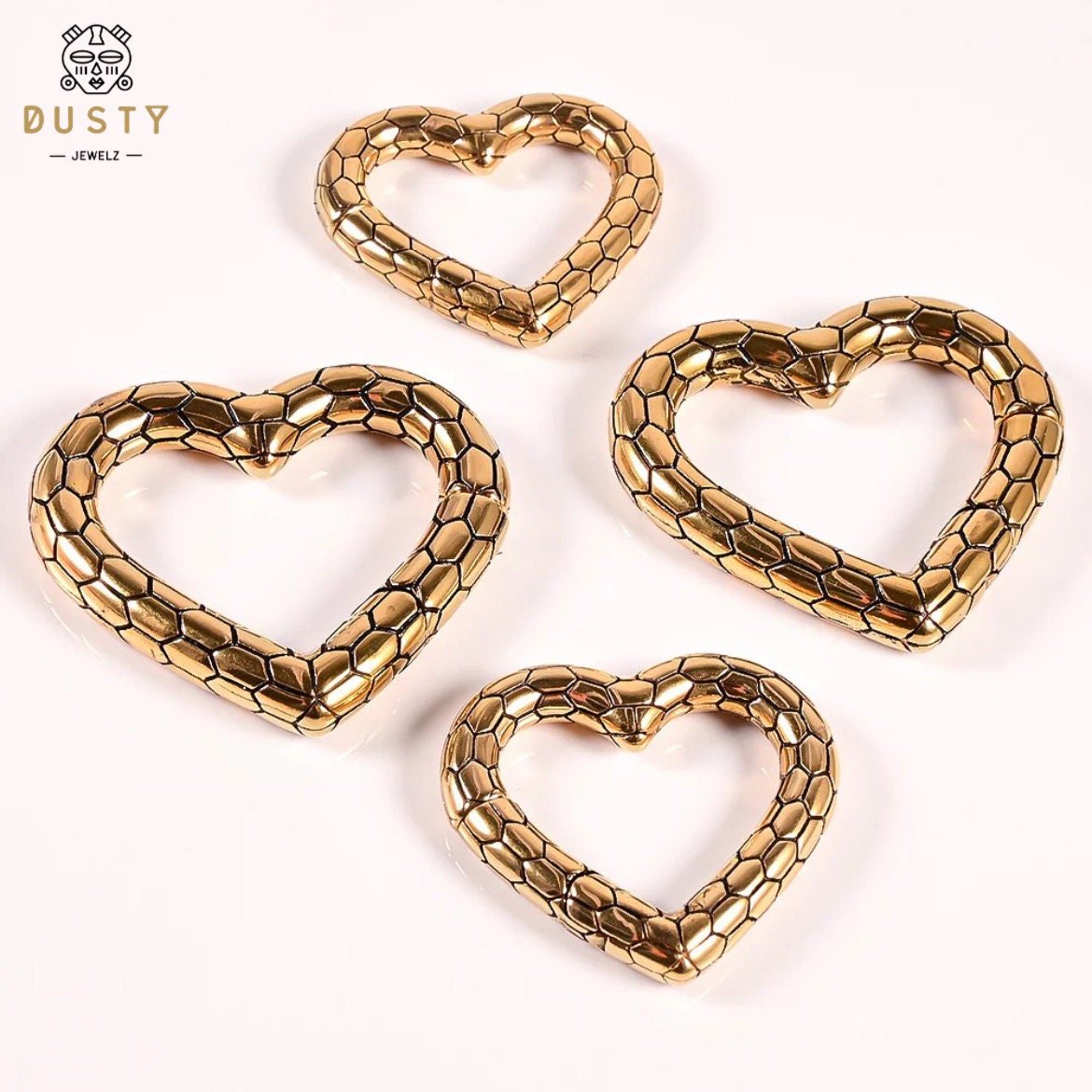 Snakeskin Heart Ear Weights | Lobe Hoops - DustyJewelz