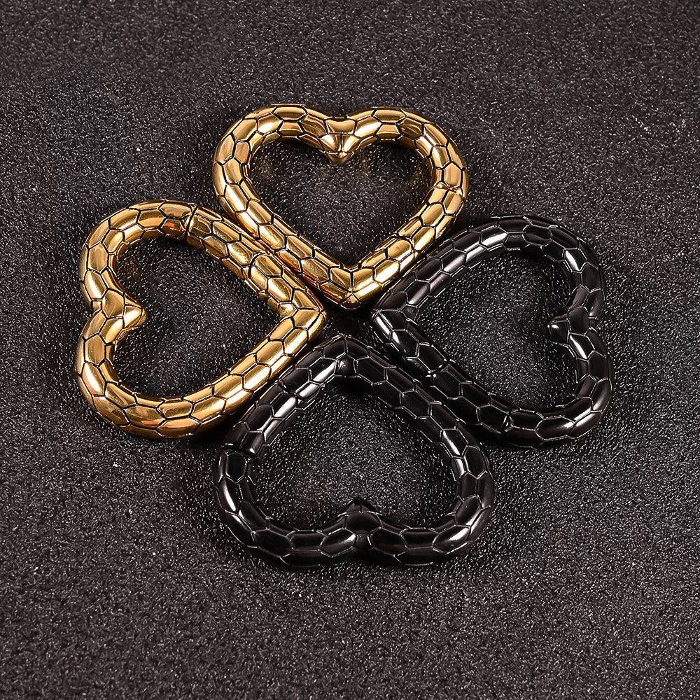 Snakeskin Heart Ear Weights | Lobe Hoops - DustyJewelz