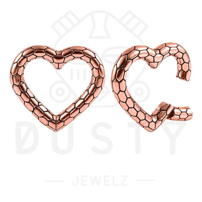 Snakeskin Heart Ear Weights | Lobe Hoops - DustyJewelz