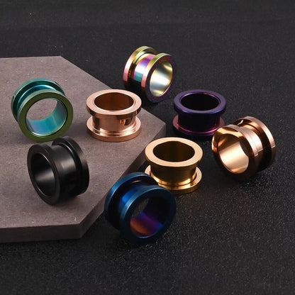 Steel Flesh Tunnels | SCREW FIT Tunnels Surgical Steel Plugs | Stainless Steel Flesh Tunnel Gauge Piercing | Body Jewelry - DustyJewelz