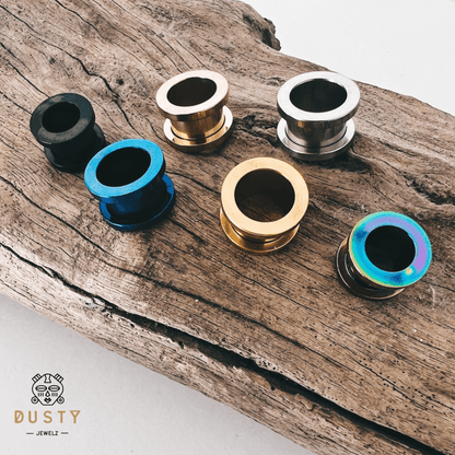 Steel Flesh Tunnels | SCREW FIT Tunnels Surgical Steel Plugs | Stainless Steel Flesh Tunnel Gauge Piercing | Body Jewelry - DustyJewelz