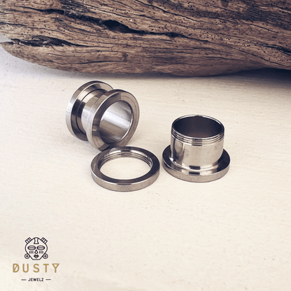 Steel Flesh Tunnels | SCREW FIT Tunnels Surgical Steel Plugs | Stainless Steel Flesh Tunnel Gauge Piercing | Body Jewelry - DustyJewelz