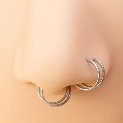 20g Double Layered Nose Ring For Single Piercing - DustyJewelz