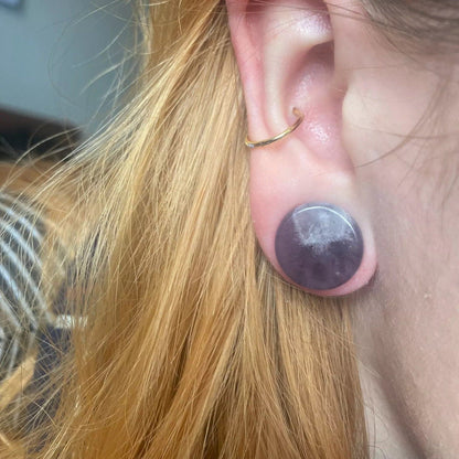 Amethyst Stone Ear Plugs | Convex | Single Flare - DustyJewelz