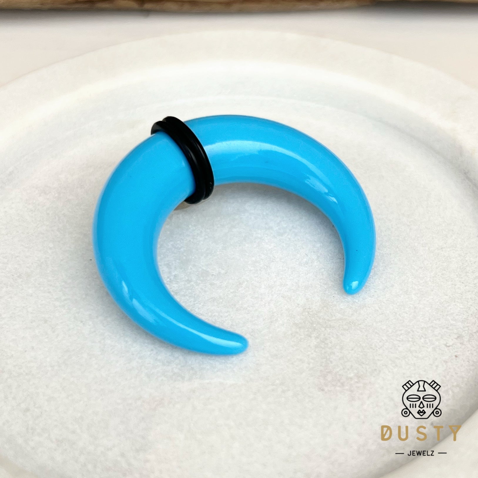 Baby Blue Buffalo Horn Septum Pincher | Acrylic Crescent Tapers - DustyJewelz