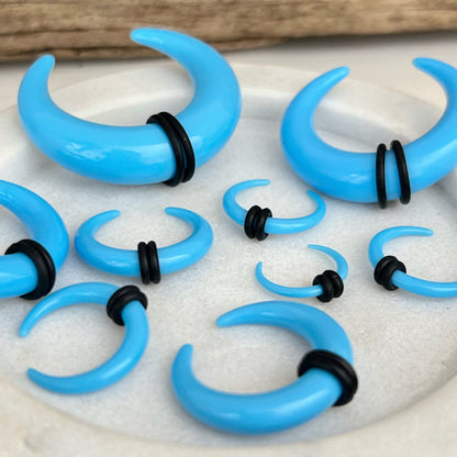 Baby Blue Buffalo Horn Septum Pincher | Acrylic Crescent Tapers - DustyJewelz