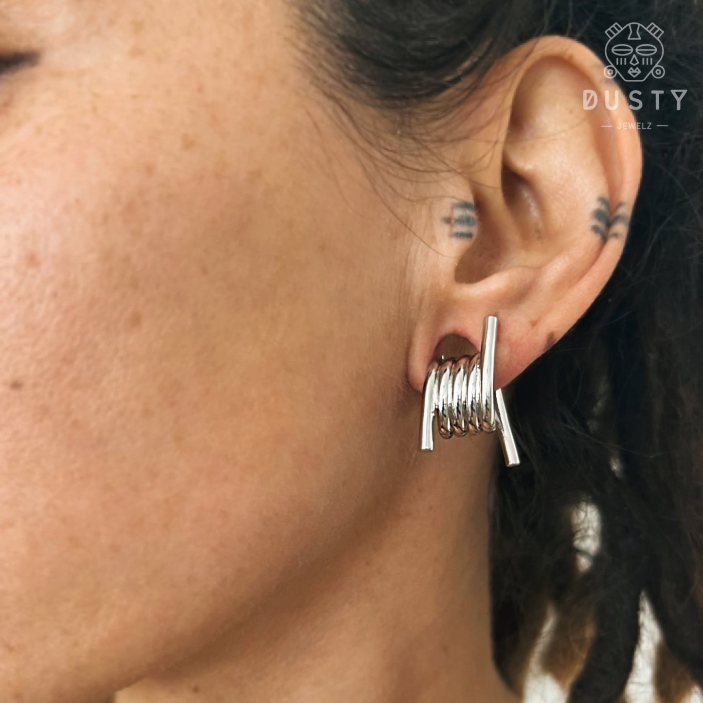 Barbwire Lobe Wraps Ear Hangers | Hinged Ring Stack Clips - DustyJewelz