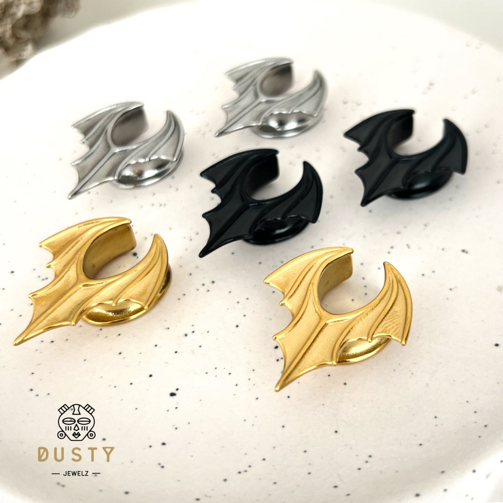 Bat Wing Saddle Plugs | Lobe Spreaders - DustyJewelz