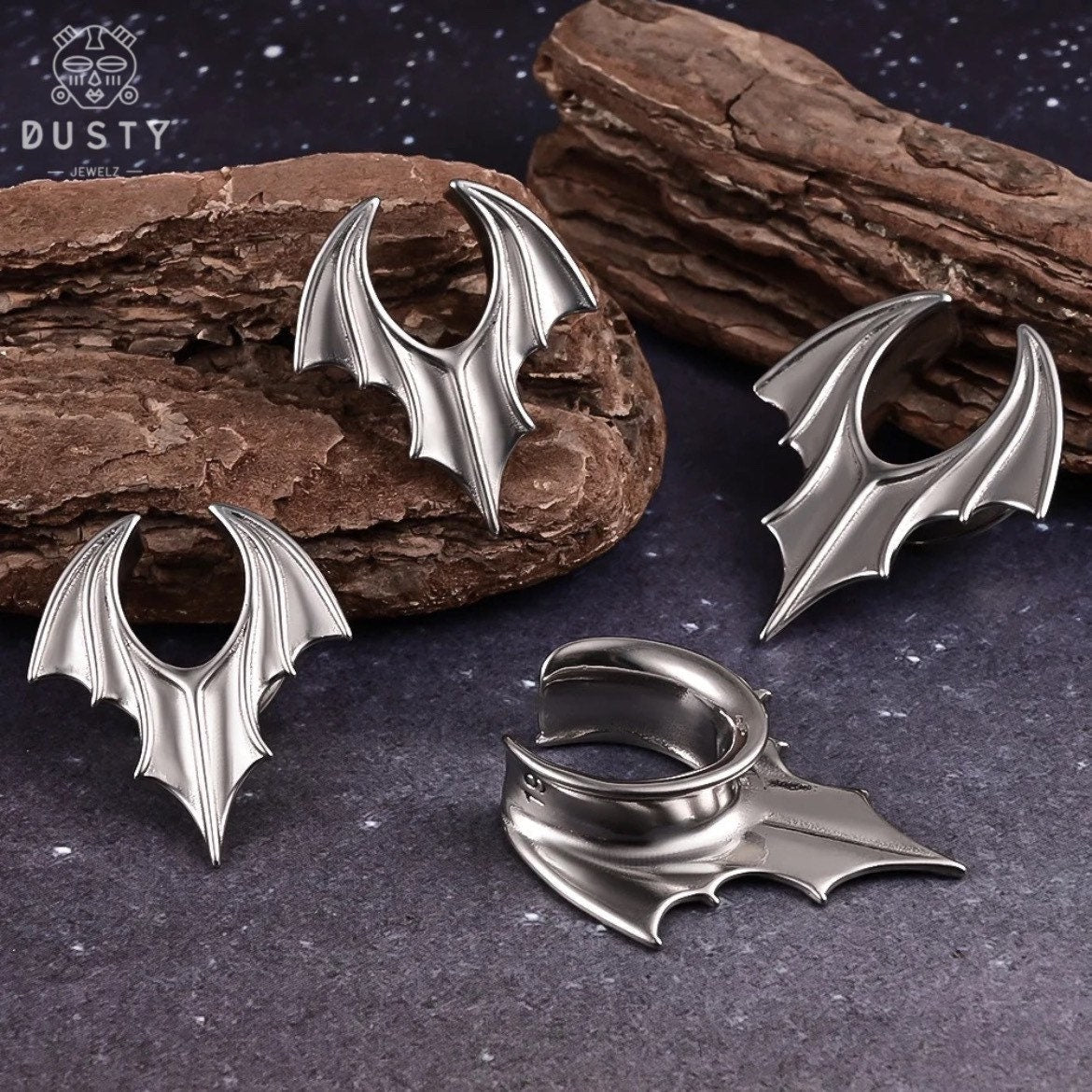 Bat Wing Saddle Plugs | Lobe Spreaders - DustyJewelz