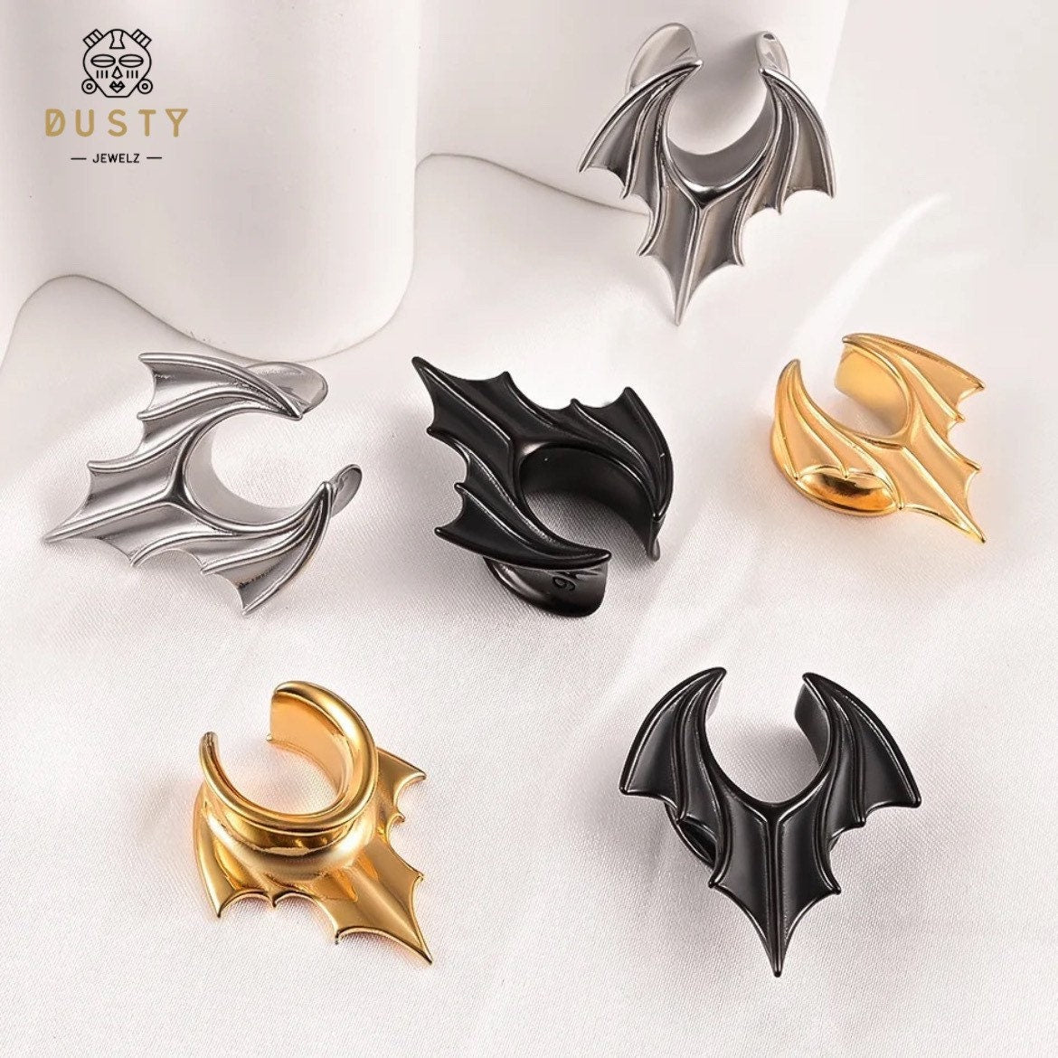 Bat Wing Saddle Plugs | Lobe Spreaders - DustyJewelz