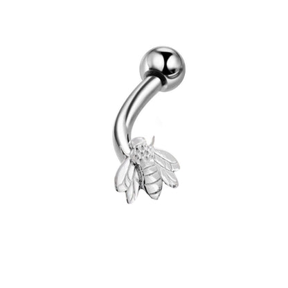 Bee Curved Barbell Vertical Labret | Stainless Steel | 16g - DustyJewelz