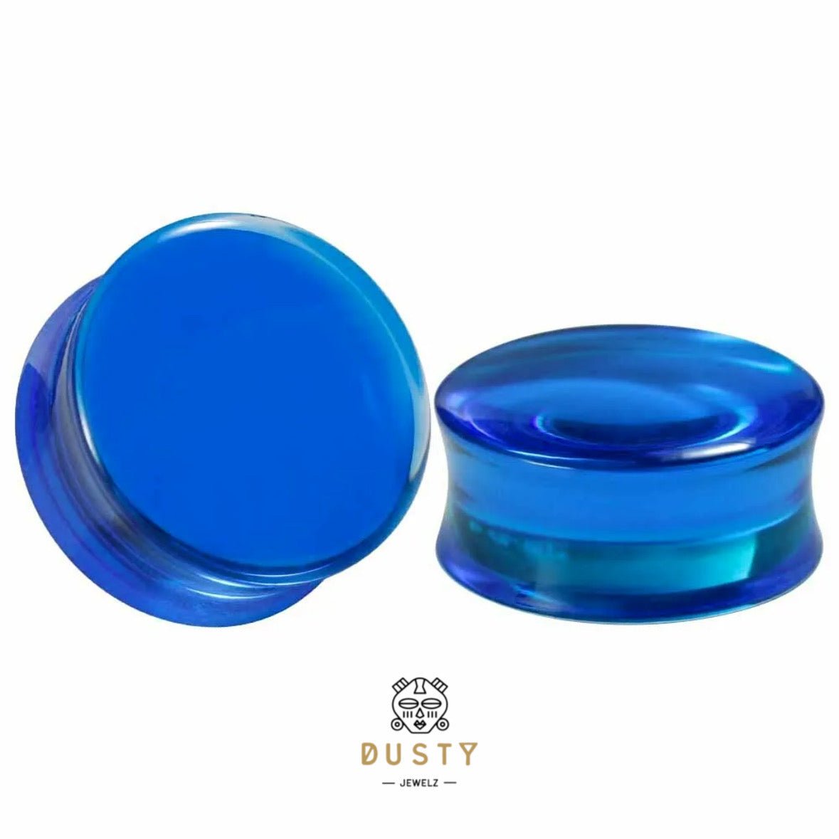 Blue Acrylic Plugs | Double Flare | 0G - 30mm - DustyJewelz