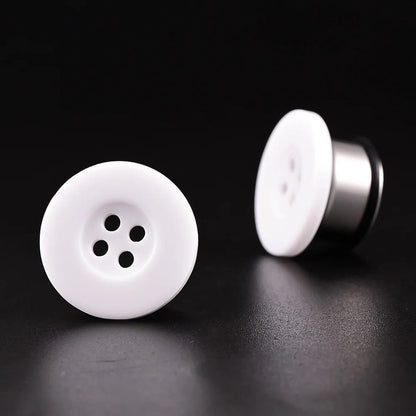 Button Ear Plugs | Single Flare Rubber O- Ring | Stainless Steel - DustyJewelz