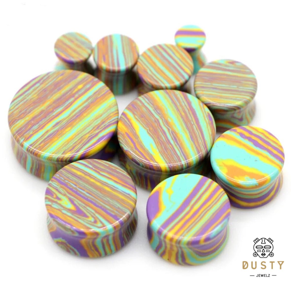 Candy Stripe Stone Plugs | Double Flare - DustyJewelz