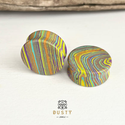 Candy Stripe Stone Plugs | Double Flare - DustyJewelz