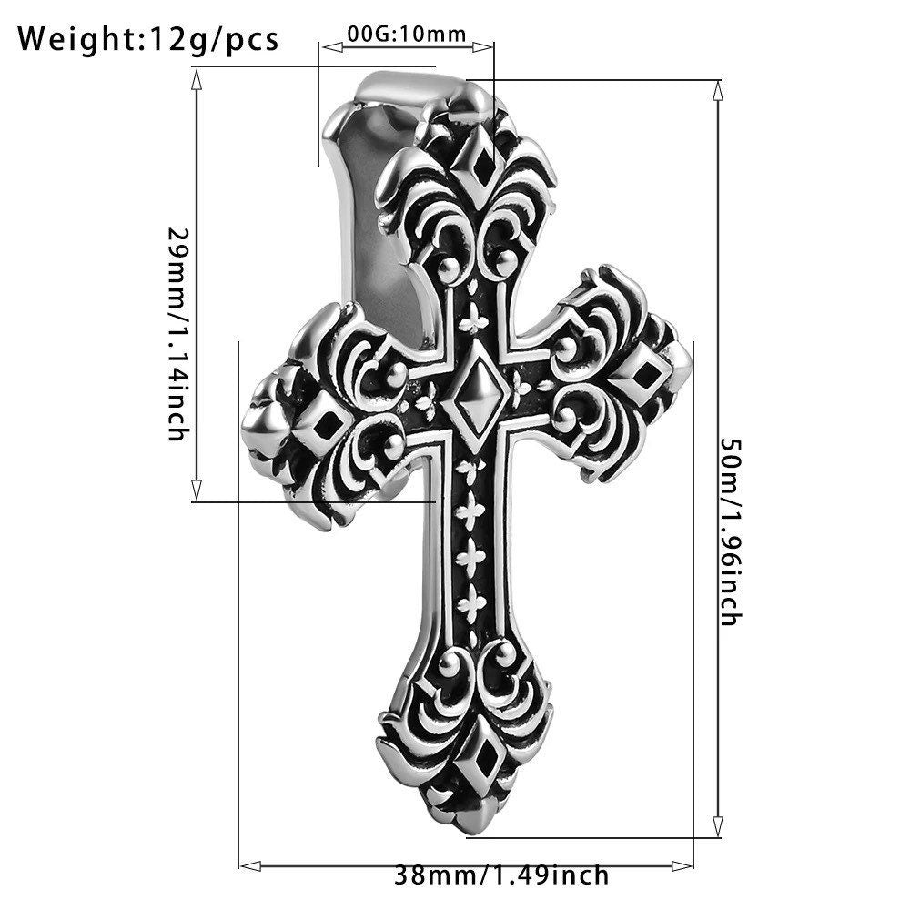 Carved Cross Ear Weights | Kruzifix Hangers - DustyJewelz