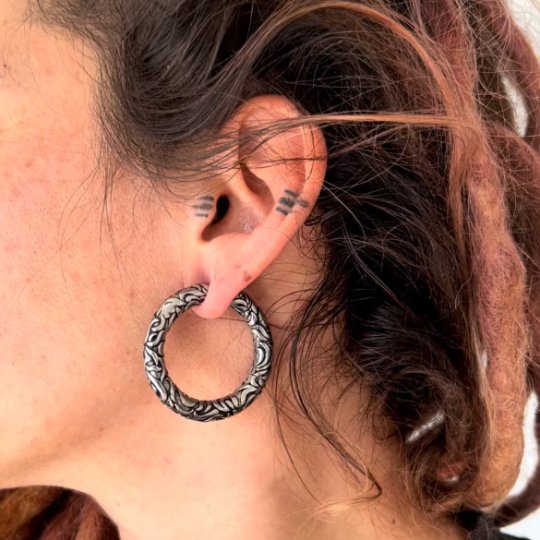 Carved Hoops Ear Weights | Ornamental Hoop Hangers - DustyJewelz