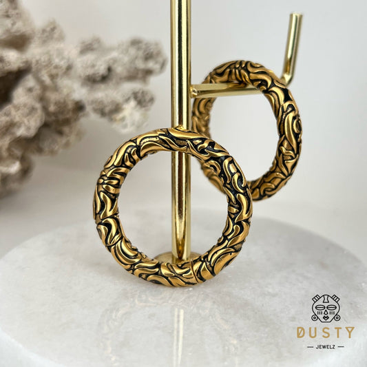 Carved Hoops Ear Weights | Ornamental Hoop Hangers - DustyJewelz