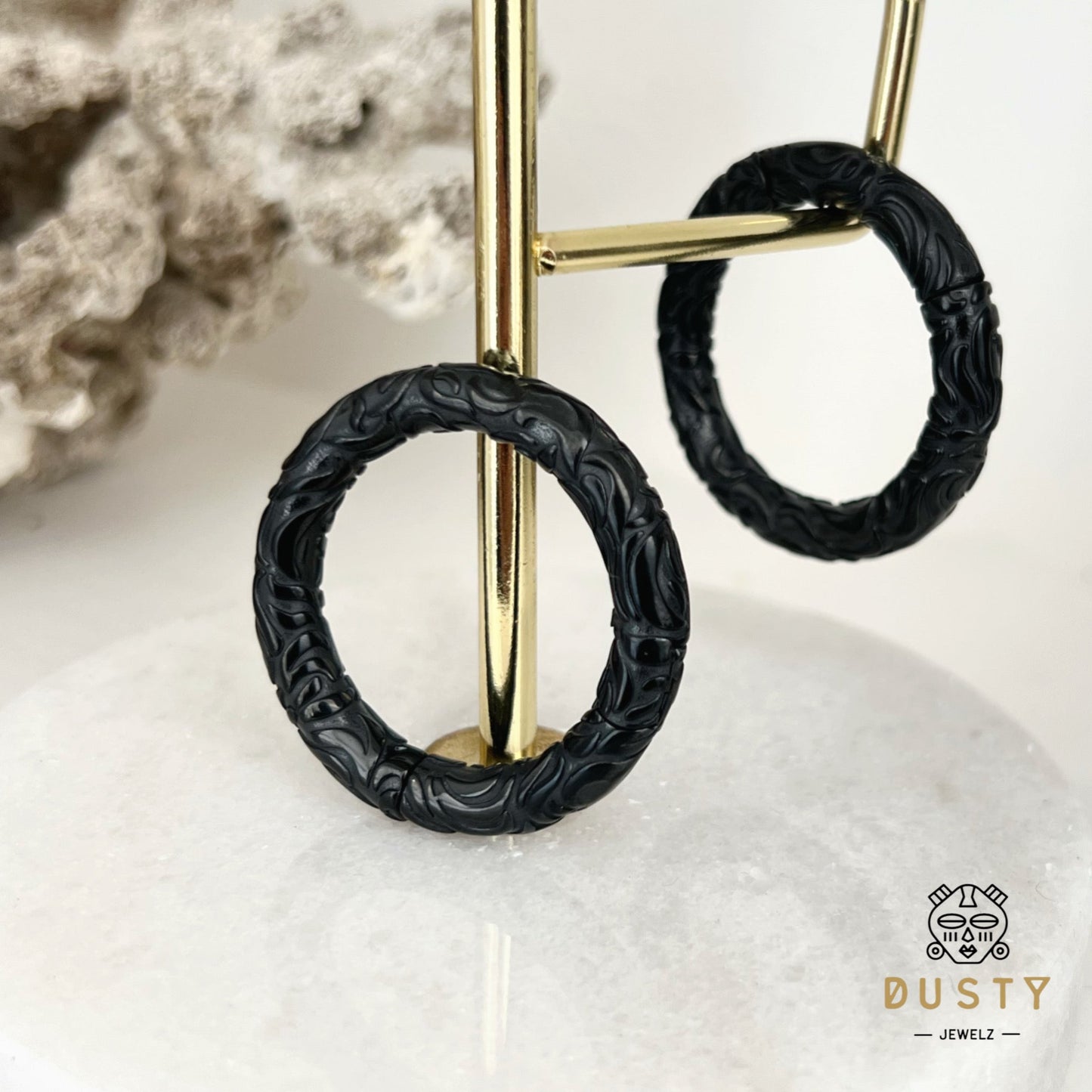 Carved Hoops Ear Weights | Ornamental Hoop Hangers - DustyJewelz