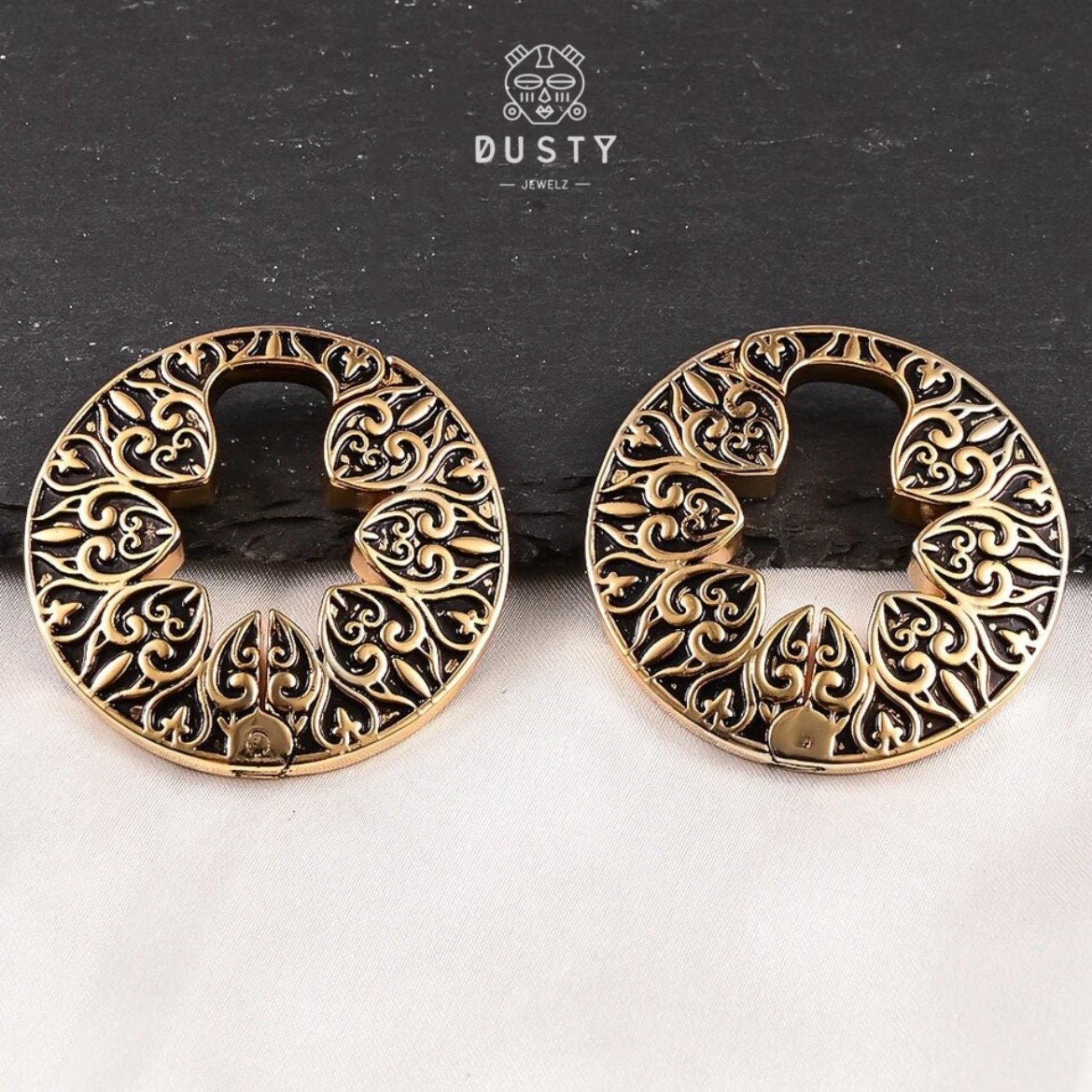 Carved Keyhole Hoop Ear Weights - DustyJewelz