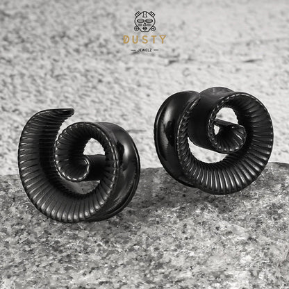 Carved Swirl Ear Saddle Spreader | Spiral Steel Tunnels - DustyJewelz