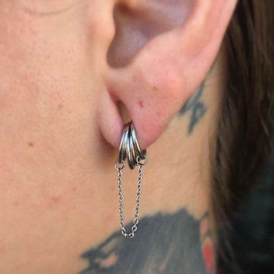 Chain Ring Stack For Stretched Ears - DustyJewelz