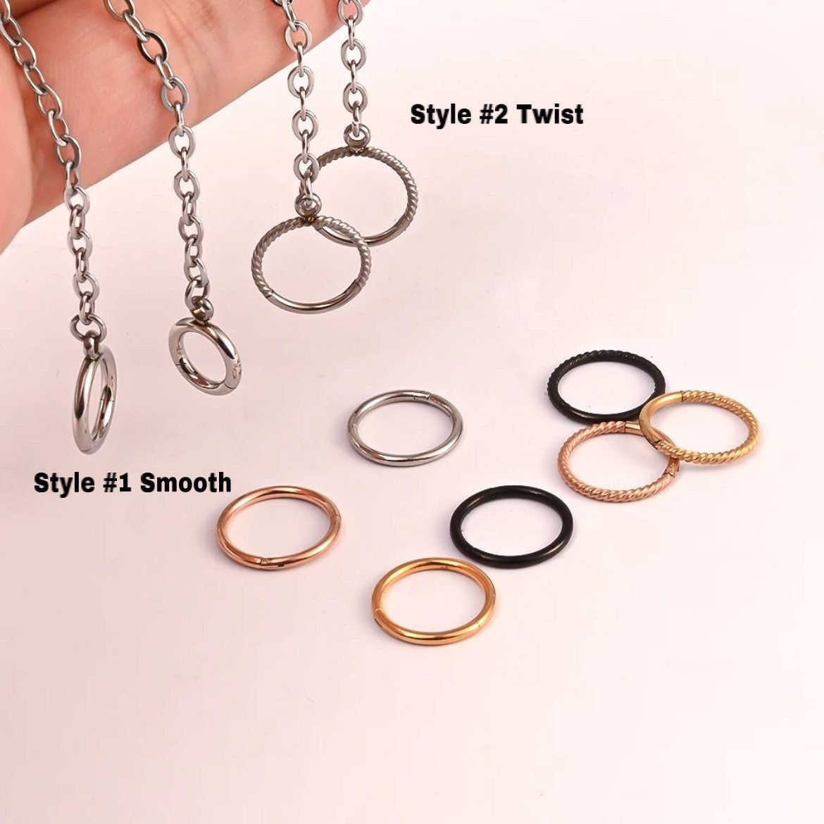 Chain Ring Stack For Stretched Ears - DustyJewelz
