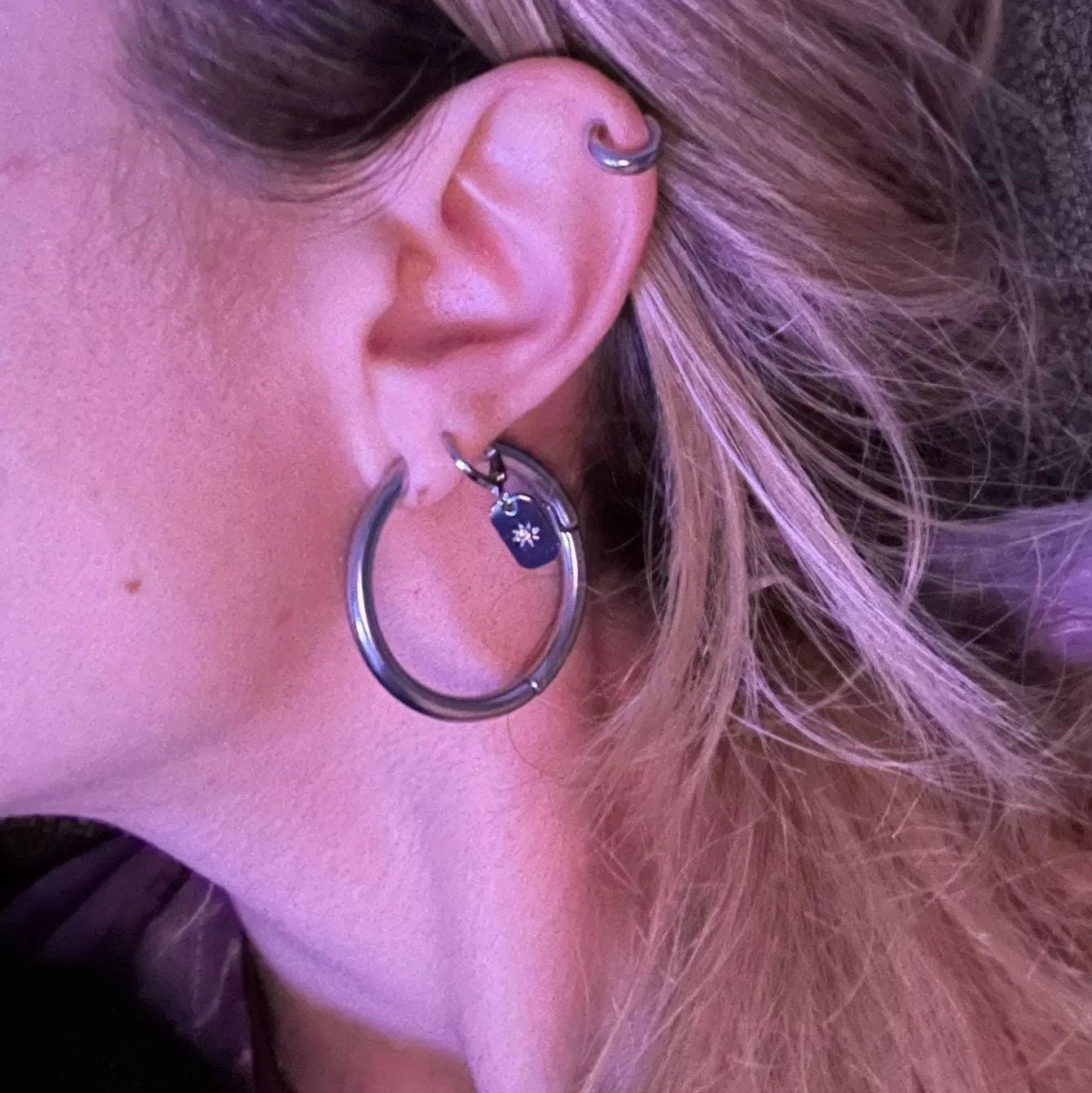 Pair Of Natural Onyx Stone Hoop Ear Weights – STN-675 – Organic Plugs & Tunnels