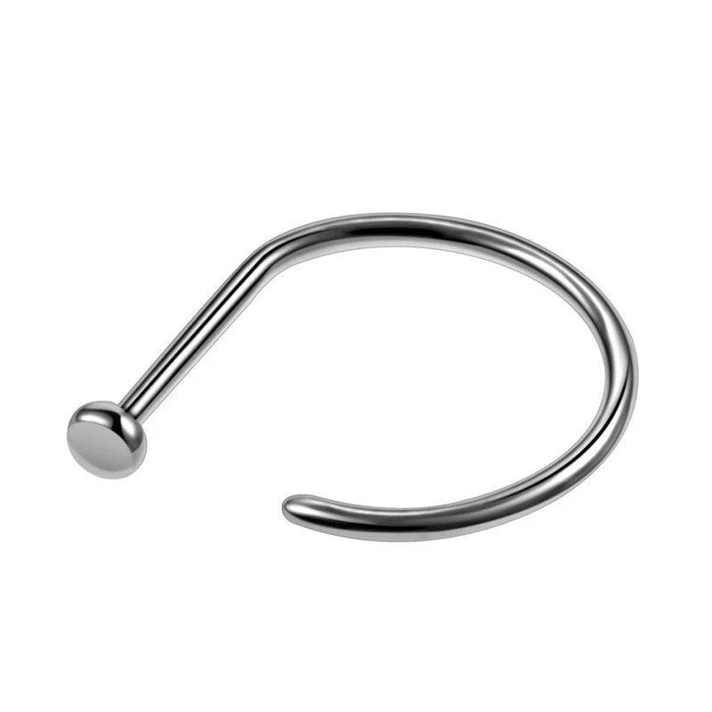 Classic Open Nose Ring | D-Shape Hoop | Flat Back - DustyJewelz