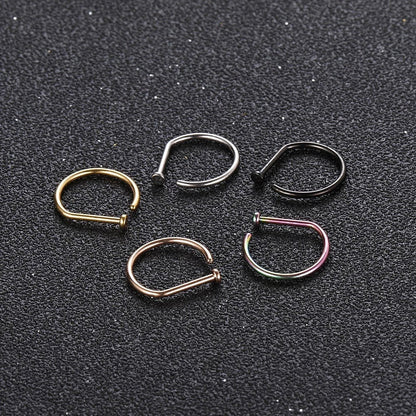 Classic Open Nose Ring | D-Shape Hoop | Flat Back - DustyJewelz