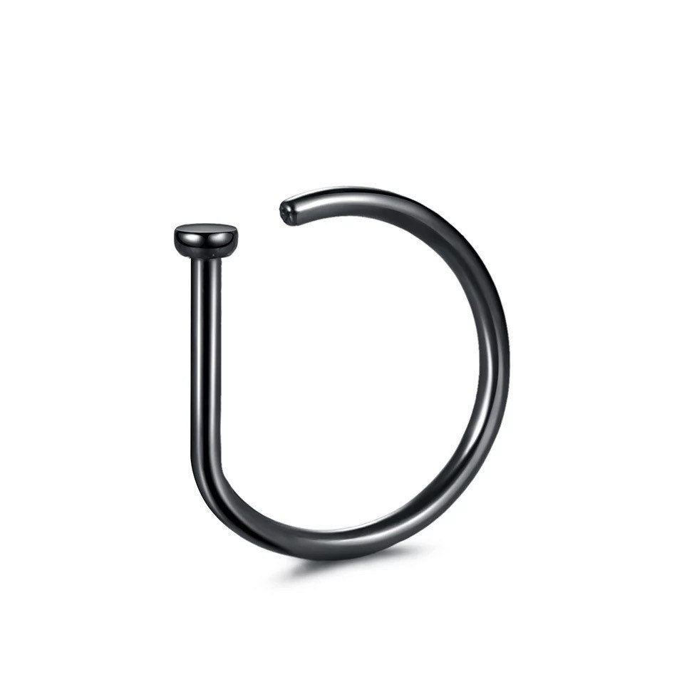 Classic Open Nose Ring | D-Shape Hoop | Flat Back - DustyJewelz