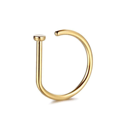 Classic Open Nose Ring | D-Shape Hoop | Flat Back - DustyJewelz