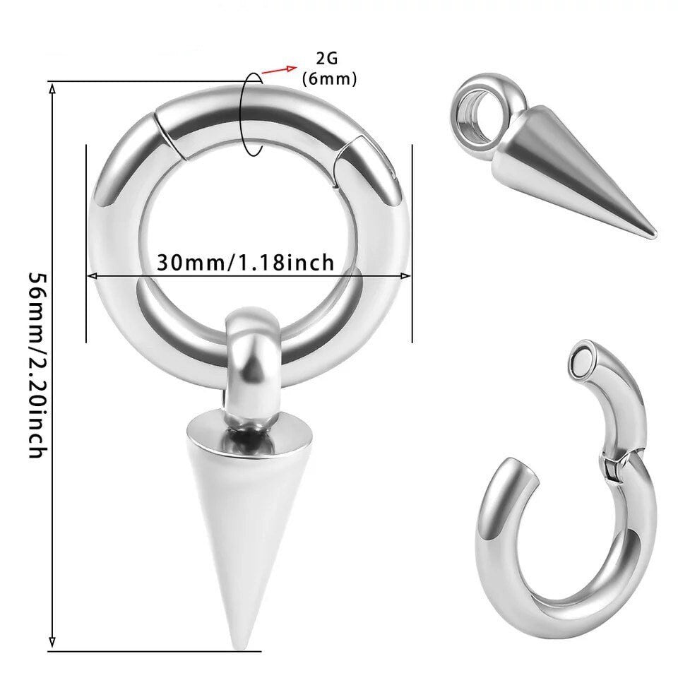 Cone Pendant Circle Ear Weight | Lobe Hangers - DustyJewelz