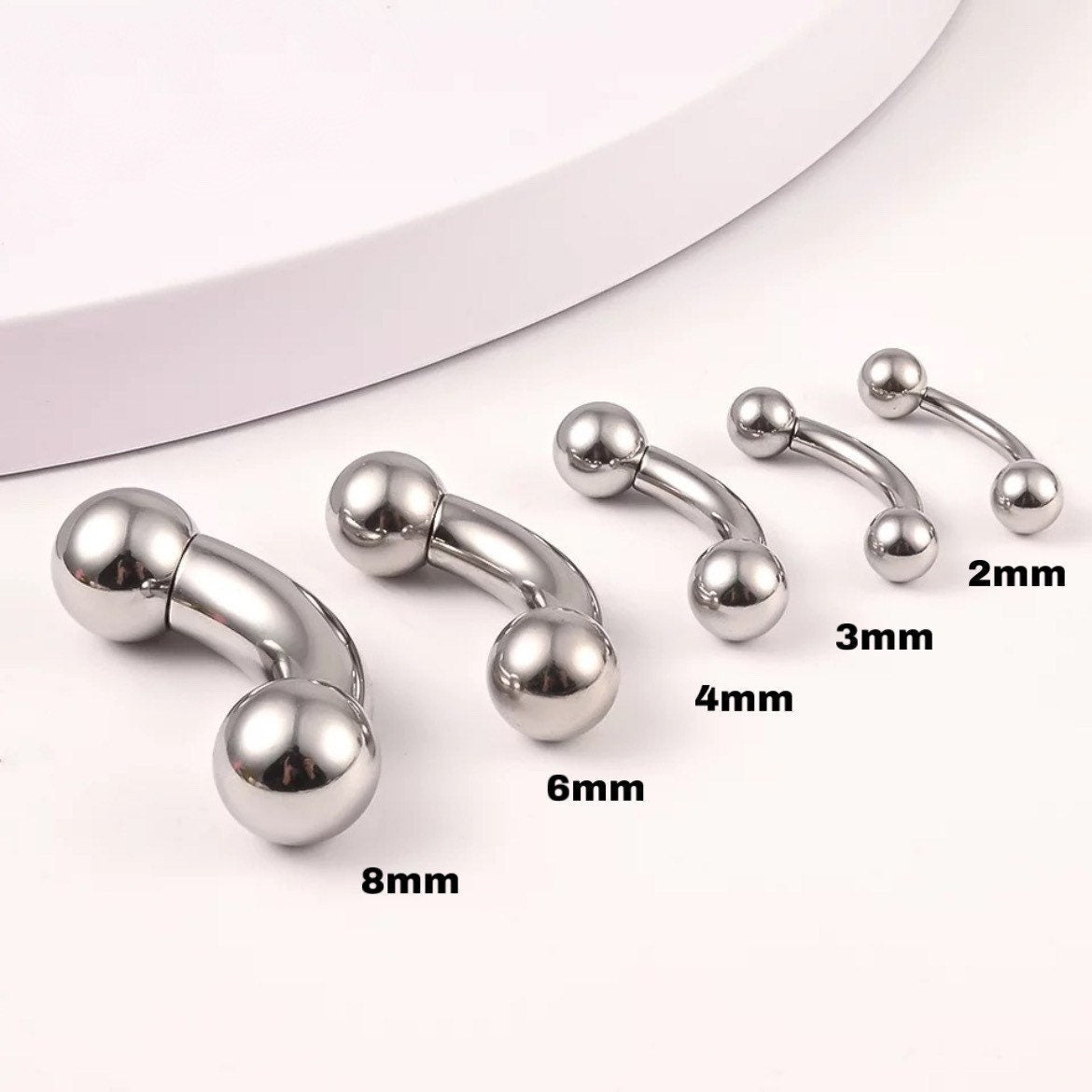 Curved Barbell | Big Size | PA | Nipple Piercing Bar Stainless Steel G –  DustyJewelz