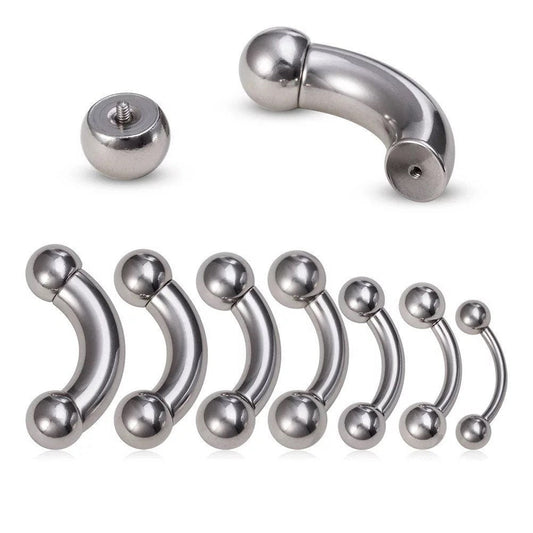 Curved Barbell | Big Size | PA | Nipple Piercing Bar Stainless Steel Gauge | Ear Plugs | Body Jewelry | Stretchers - DustyJewelz