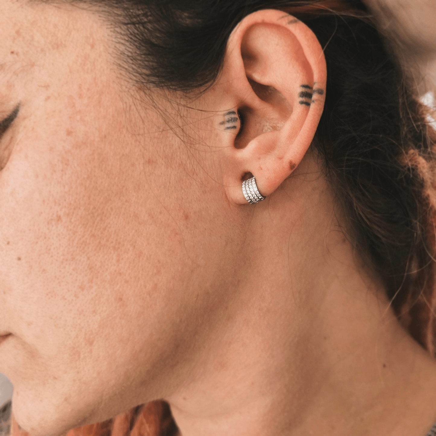 CZ Paved Ring Stack Set For Stretched Ears - DustyJewelz