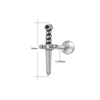 Dagger Piercing Stud | Barbell |Cartilage Earring 16g - DustyJewelz