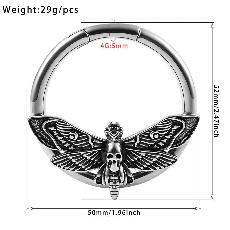 Death Moth Ear Weights | Skull Lobe Hangers