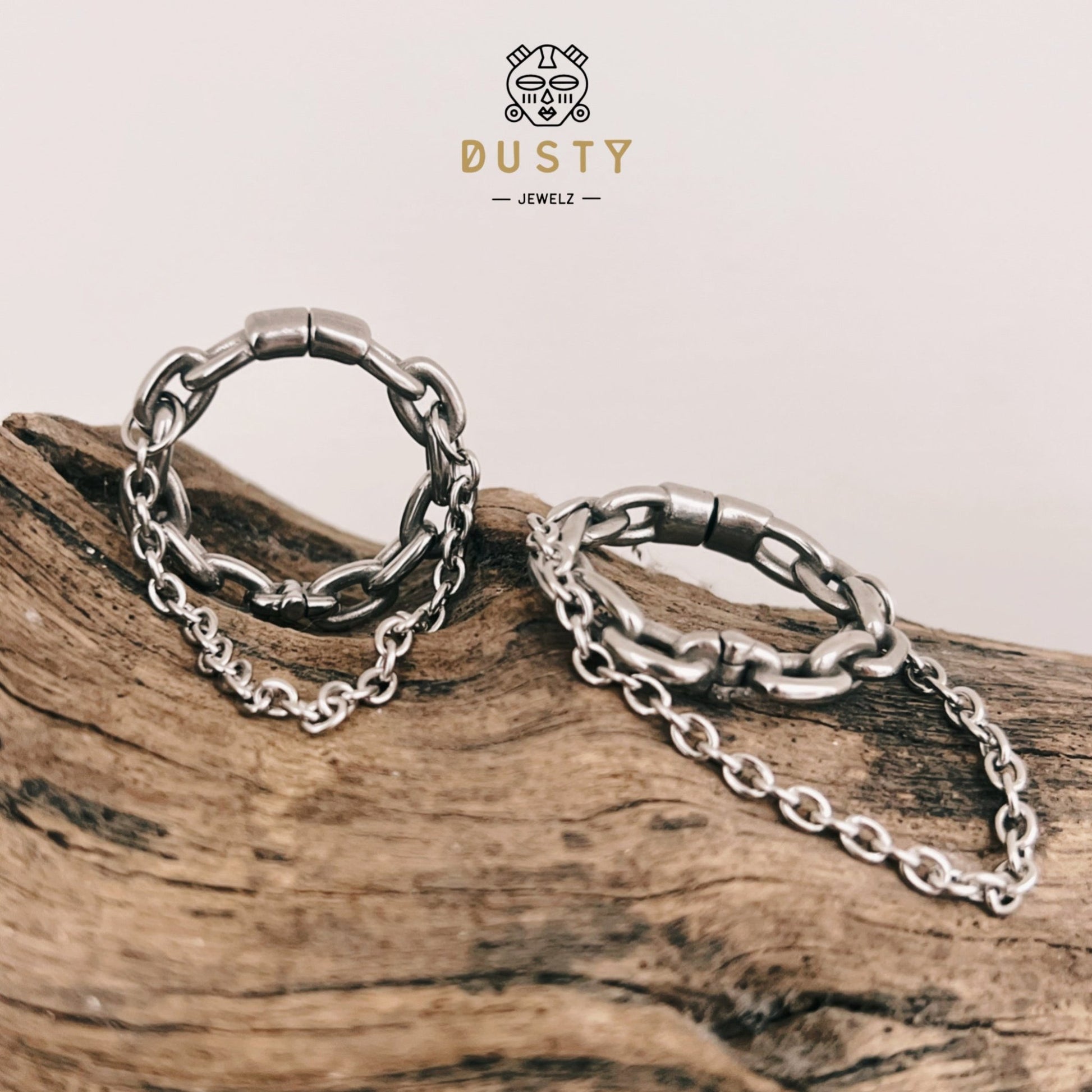 Double Chain Circle Ear Weights | Hinged Lobe Hoop Hangers - DustyJewelz