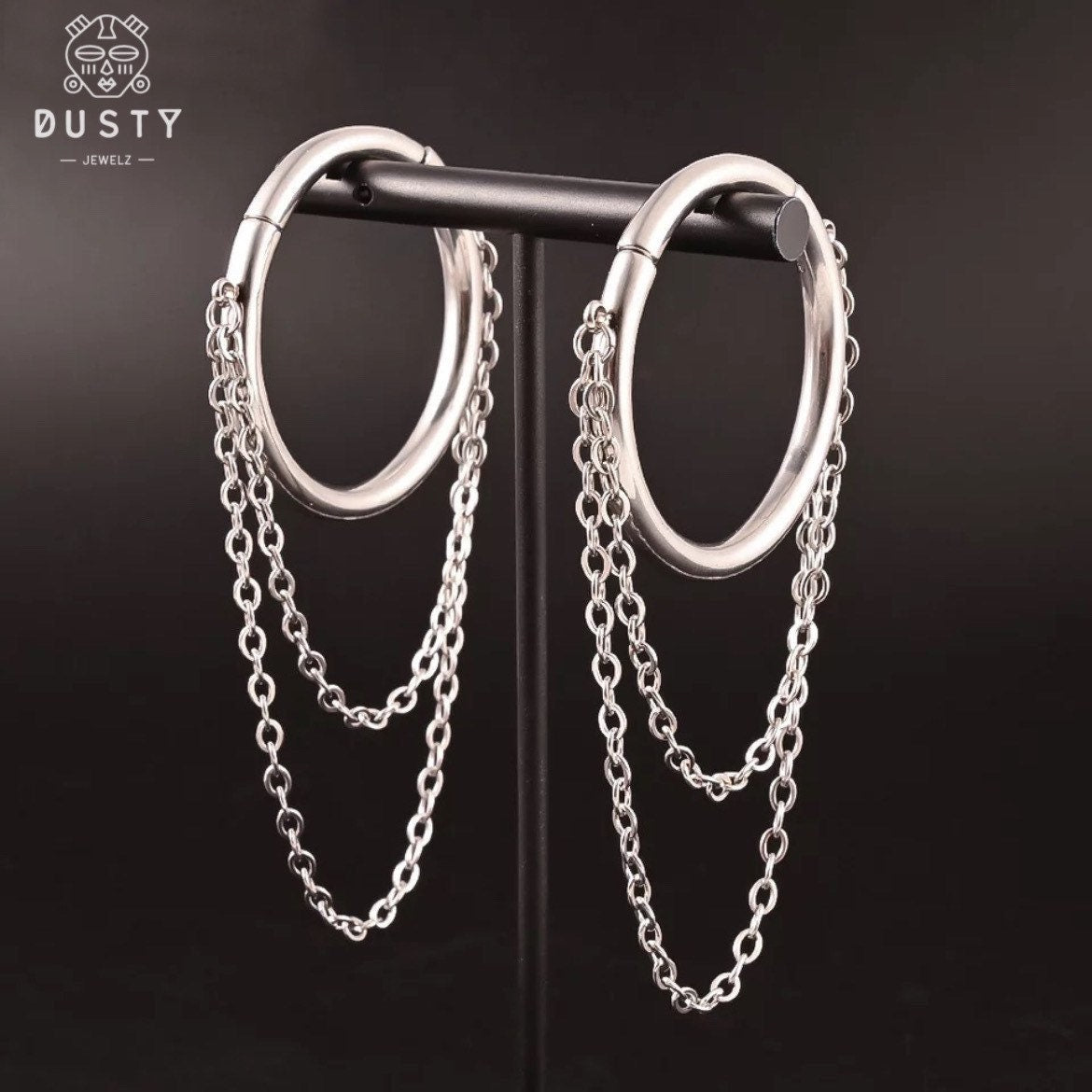 Double Chain Hoop Ear Weights - DustyJewelz