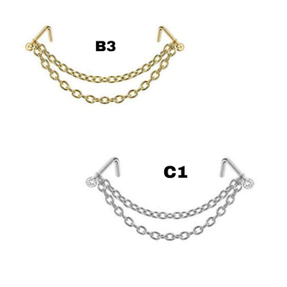 Double Nose Chain And Studs Set - DustyJewelz