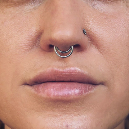 Double Septum Ring Clicker | Stacked Hoop - DustyJewelz