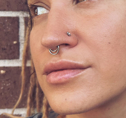 Double Septum Ring Clicker | Stacked Hoop - DustyJewelz