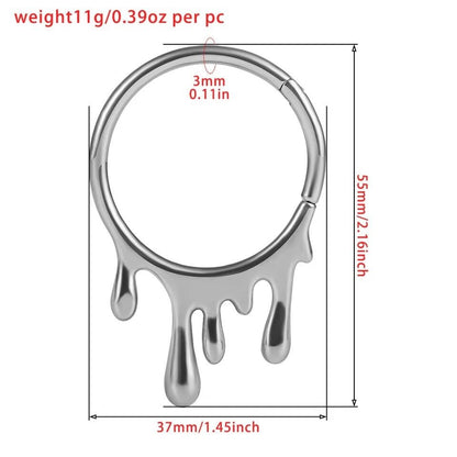 Dripping Steel Hoop Ear Weights | Lobe Hangers - DustyJewelz