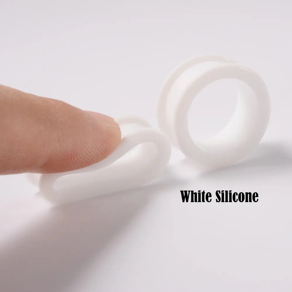 Extra Big Silicone Tunnels | Flexible Plugs | WHITE | 28mm-76mm