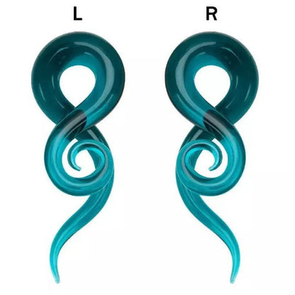 Glass Snake Curl Ear Hangers | Spiral Tapers - DustyJewelz