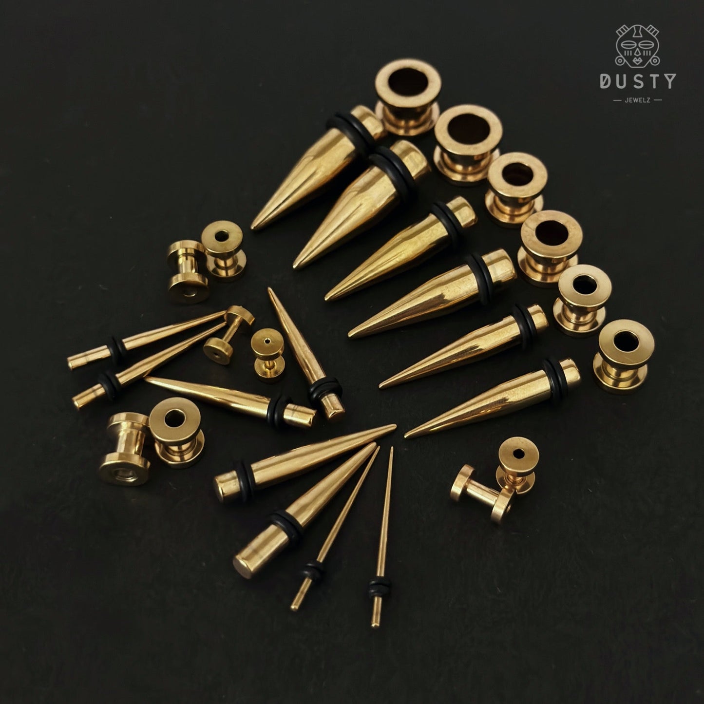 Gold Surgical Steel Taper & Screw Back Tunnel Kit | 36 Pieces - DustyJewelz