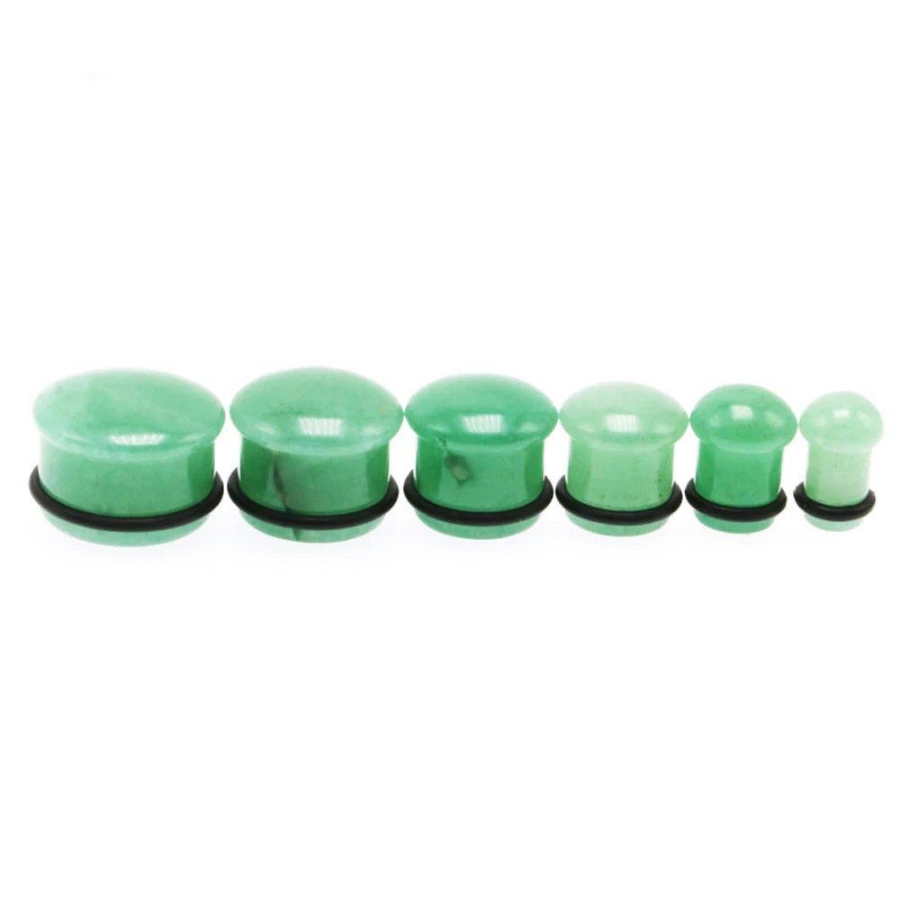 Green Aventurine Stone Plugs | Convex Single Flare - DustyJewelz