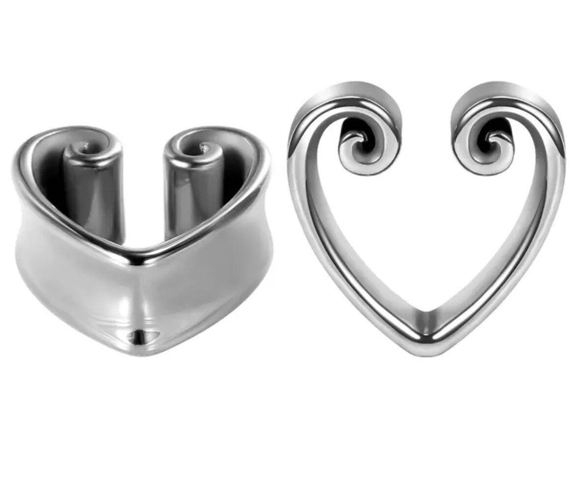 Heart Ear Saddle Spreaders | Stainless Steel Lobe Hangers - DustyJewelz